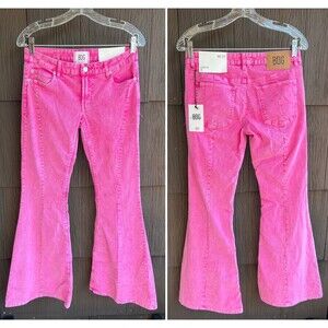 URBAN OUTFITTERS BDG Pink Extreme Flare Corduroy Pants Size 25 NWT (Bx 17)